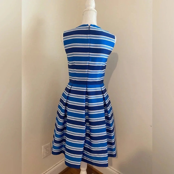 Carolina Herrera Silk Pleated Sleeveless Striped Fit and Flare Dress Size 4 NWOT - Picture 8 of 11